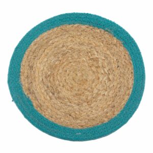 Șervet Natural - Iută și Bumbac 30cm - Bordură Turcoaz