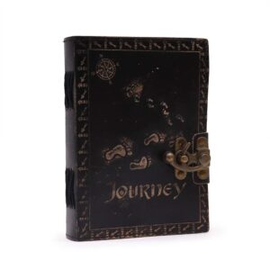 Agendă din Piele - Hârtie Simplă - „Călătorie” (18x13cm) - Tan închis