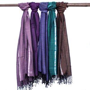 Eșarfe Indiene Boho Mari - 28x72cm - Diverse Culori cu Fir Auriu