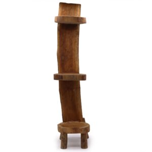 Suport din Tec Natural cu 3 Rafturi - Pliant - Înălțime 100cm - ușoare urme de mucegai