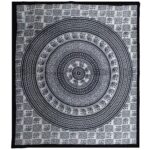Cuvertură de Pat Dublă din Bumbac + Peretar - Mono - Mandala Elefant