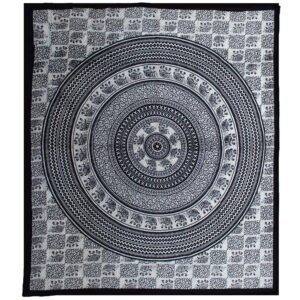 Cuvertură de Pat Dublă din Bumbac + Peretar - Mono - Mandala Elefant