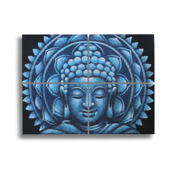bG9jYWw6Ly9tZWRpYS9TSy9FRC82MFIzMEMxRzZSVktFRFNLL2FkNmI4MjZiLmpwZWc Detaliu Tablou Mandala Buddha Albastru Brocart 30x40cm x 4