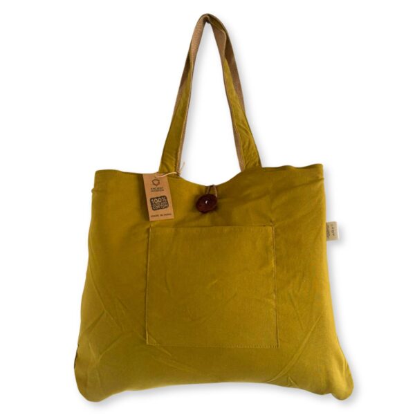Geantă pentru cumparaturi reversibilă din iută și bumbac - Verde fistic 49x40 cm