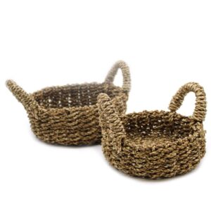 Coș natural din iarbă de mare - set 2 buc.