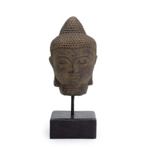 Cap Buddha Liniștit pe suport – Gri