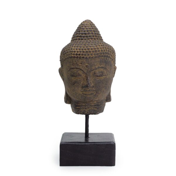 Cap Buddha Liniștit pe suport – Gri