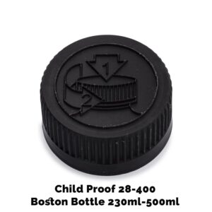Capac pentru Sticlă din Chihlimbar CR 28 mm (pentru 230 ml & 500 ml) - Plastic Negru
