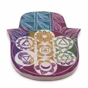 Suport Hamsa Mare pentru Bețișoare Parfumate  18x15x1.2cm - 7 Chakre