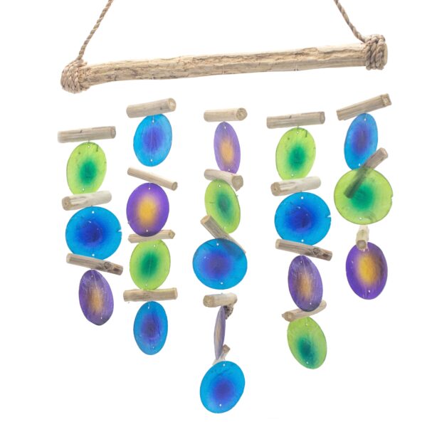 Driftwood Clopoței din Scoici - Verde și Violet