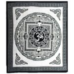 Cuvertură de Pat Dublă din Bumbac + Peretar- Mono - OM Mandala