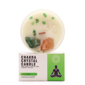 Lumânare chakra cu pietre prețioase pentru chakra inimii - 360 g