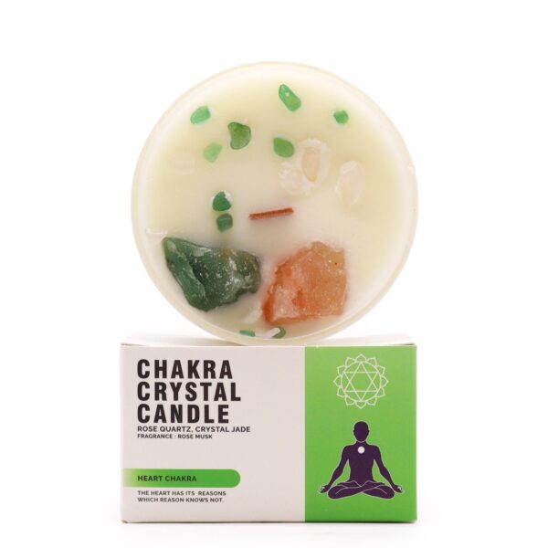 Lumânare chakra cu pietre prețioase pentru chakra inimii - 360 g