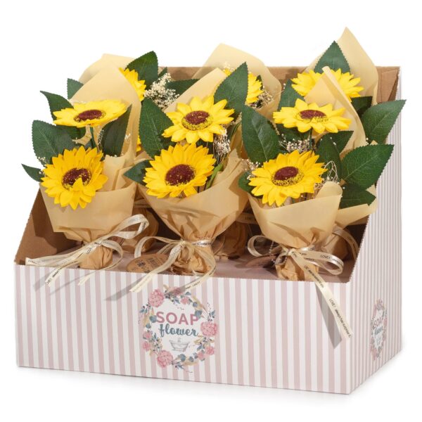 Flori de Săpun Gata de Vânzare – Buchet cu Două Floarea-Soarelui