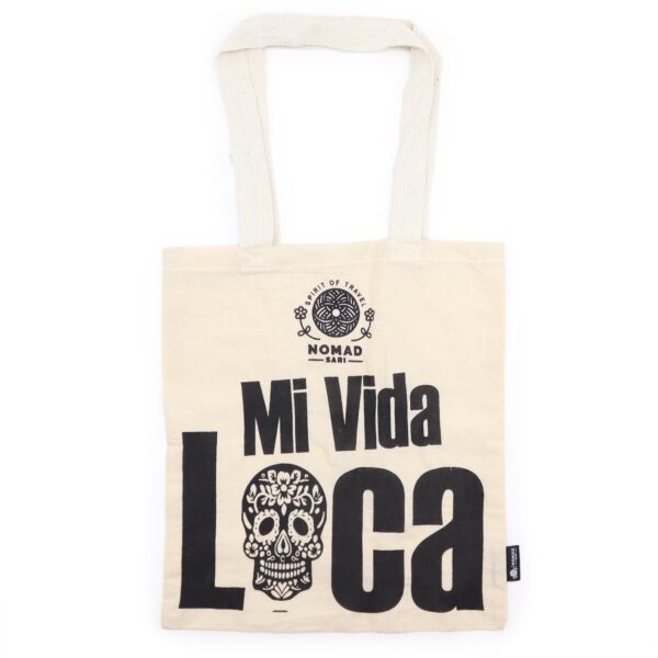 Geantă Tote Basic Iconică – Mi Vida Loca – (40x36cm) – Natural 4oz