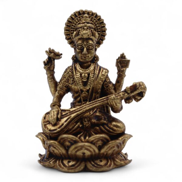 Figurine Miniature din Alamă – Saraswati (52 g) – 49 mm
