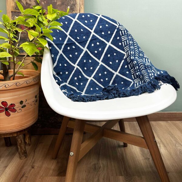 Cuvertură Indigo Realizată Manual - 170x120cm - Heerak de la Miezul Nopții