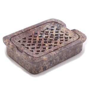Săpunieră din Steatit și Suport 11x8cm - Pătrată Clasică