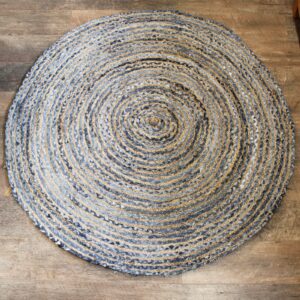 Covor Rotund din Iută și Denim Reciclat - 150 cm