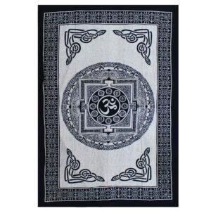 Cuvertură de Pat Simplă din Bumbac + Peretar - Mono - OM Mandala