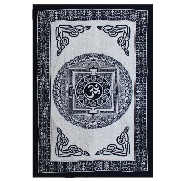 Cuvertură de Pat Simplă din Bumbac + Peretar - Mono - OM Mandala