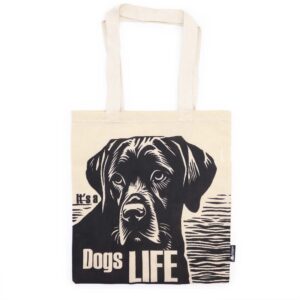 Geantă Tote Basic Iconică – Viață de Câine – (40x36cm) – Natural 4oz