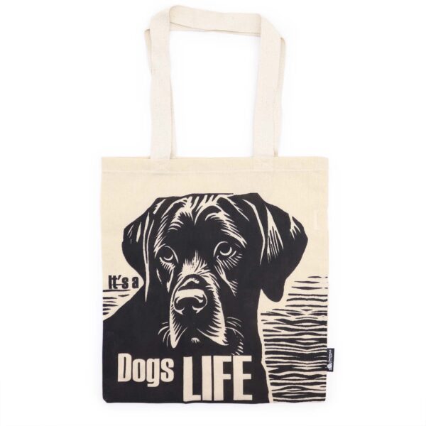 Geantă Tote Basic Iconică – Viață de Câine – (40x36cm) – Natural 4oz