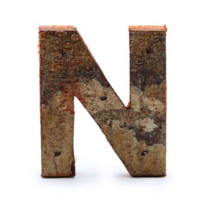 Literă din Scoarță Rustică - "N"  - 7cm
