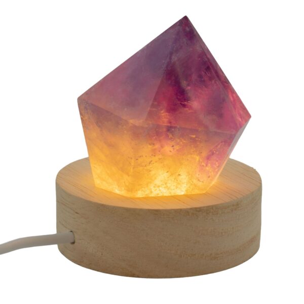 Suport rotund din lemn pentru USB LED de 6 cm - Rece/Cald/Lumină de zi
