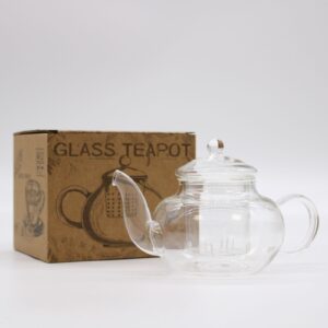 Ceainic din Sticlă cu Infuzor din Sticlă 400 ml - Perla Rotundă - Cutie Cadou
