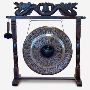 Gong Mare cu Suport Antic Maro - 80 cm - Negru - Cu Model