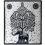 Cuvertură de Pat Dublă din Bumbac + Peretar - Mono - Arborele Elefant
