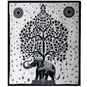 Cuvertură de Pat Dublă din Bumbac + Peretar - Mono - Arborele Elefant