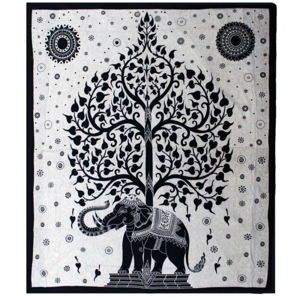 Cuvertură de Pat Dublă din Bumbac + Peretar - Mono - Arborele Elefant