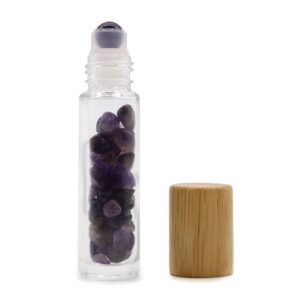 Sticle Roll-On pentru Ulei Esențial cu Pietre Prețioase - Ametist  - Capac din Lemn