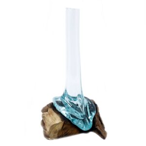 Sticlă Topită pe Lemn - Vază Înaltă