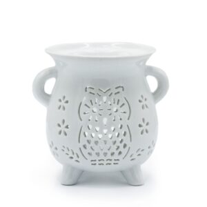 Aroma Lampă în Formă de Ceaun - Bufniță - Alb