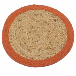 Șervet Natural - Iută și Bumbac 30cm - Bordură Portocalie