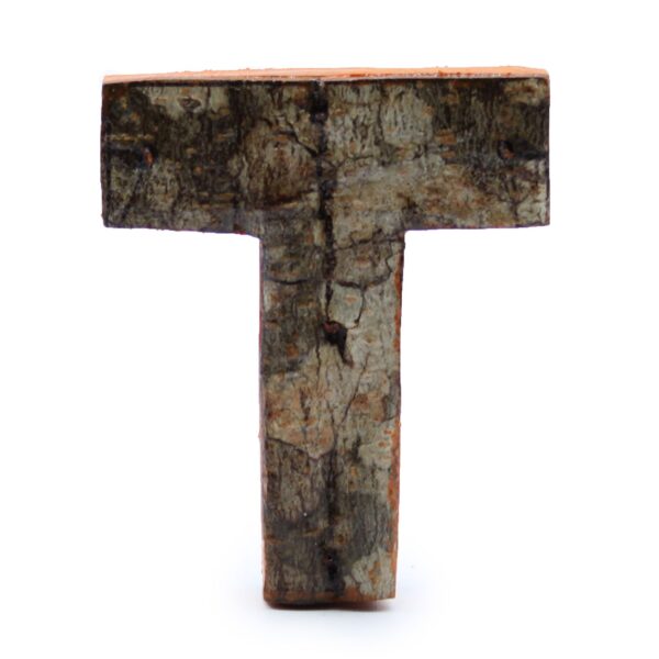 Literă din Scoarță Rustică - "T" - 7cm