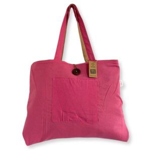 Geantă pentru cumparaturi reversibilă din iută și bumbac - Roz 49x40 cm