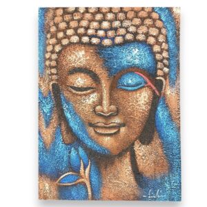 Tablou cu Buddha – Floare în Nuanţe de Bronz şi Albastru