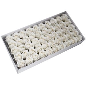 Set flori de sapun pentru maini in forma de trandafir mediu, alb
