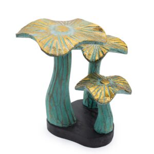 Decorațiune Ciupercă Aurie cu Finisaj Greenwash – Mică (20x17 cm)