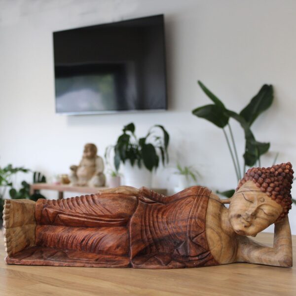 Statuie Buddha Sculptată Manual - 50cm - Dormind