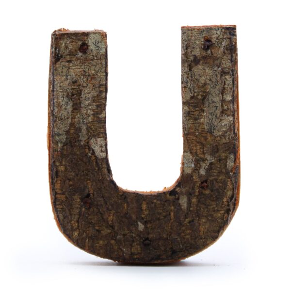 Literă din Scoarță Rustică - "U" - 7cm