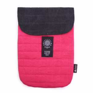 Husă laptop căptușită stonewash, roz, bumbac 14oz