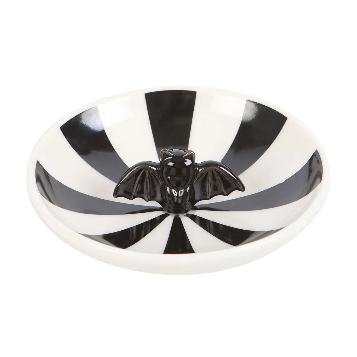 Bol decorativ cu model în dungi și liliac negru pentru bijuterii și accesorii gotice