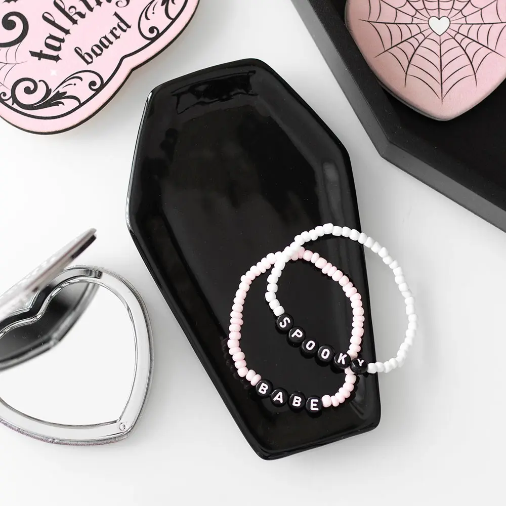 Tavă decorativă din ceramică în formă de sicriu negru pentru bijuterii și accesorii gotice