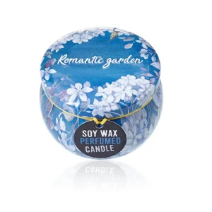 Lumânare in cutie colorata -Grădina Romantică - Ceai și Trandafir, 120 grame, timp ardere 23 de ore