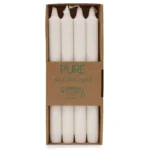 Set de 4 lumânări de masă albe din ceară naturală, 25 cm